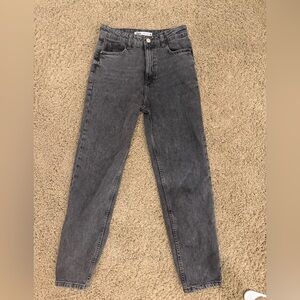 Zara Gray Straight Leg Jeans High-Rise Vintage Look